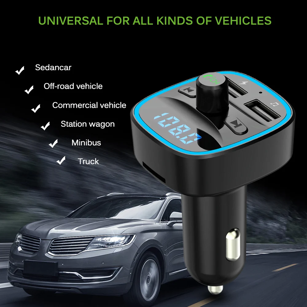 Hands-free Автомобильный MP3-плеер автомобильный набор, свободные руки, FM передатчик модулятор Bluetooth V5.0 Поддержка U диск ЖК-дисплей Дисплей