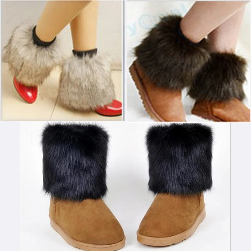 

]12colors Soft Faux Fur Winter Lower Leg Ankle Warmer Boots Sleeve Cover Legging Shoe 20cm Free Shipping