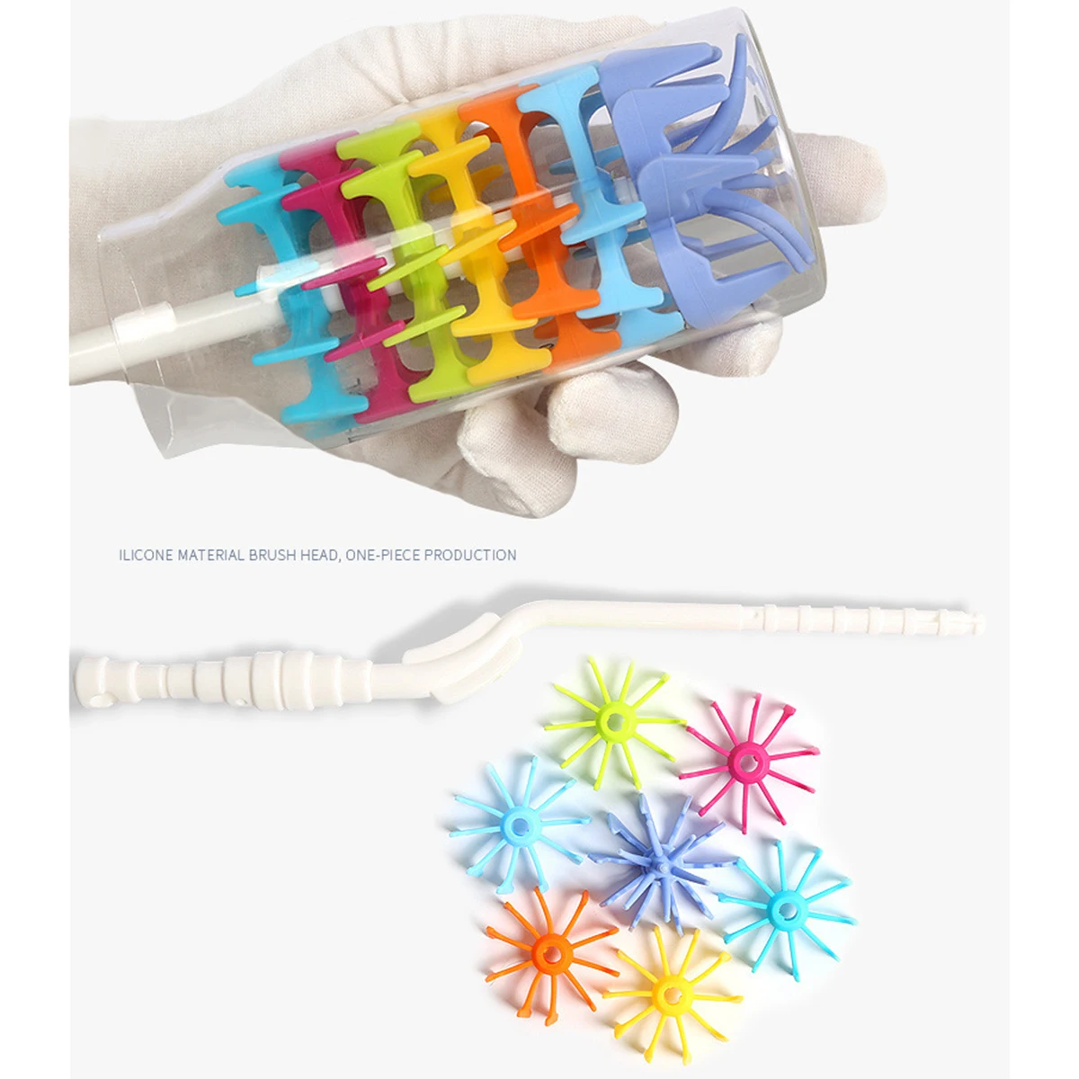 2 шт. Радуга щетка для детской бутылочки комплект соска кормления молоком губкой для очистки вращающийся силикагель подвесная щетка