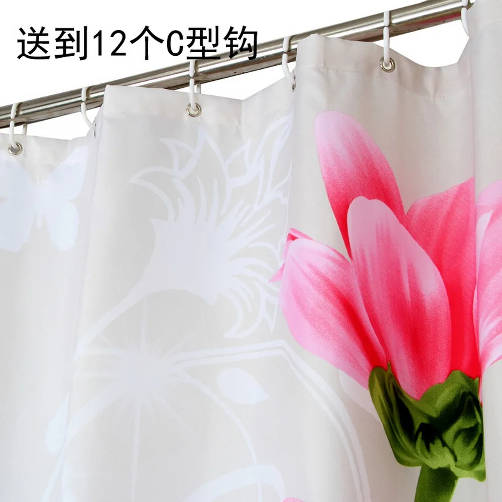 Online Happy Tree Polyester Rote Pfingstrose Dusche Vorhang Verdicken Stoff Bad Vorhang Blume Wasserdichte Bad Vorhang Vier Größen
