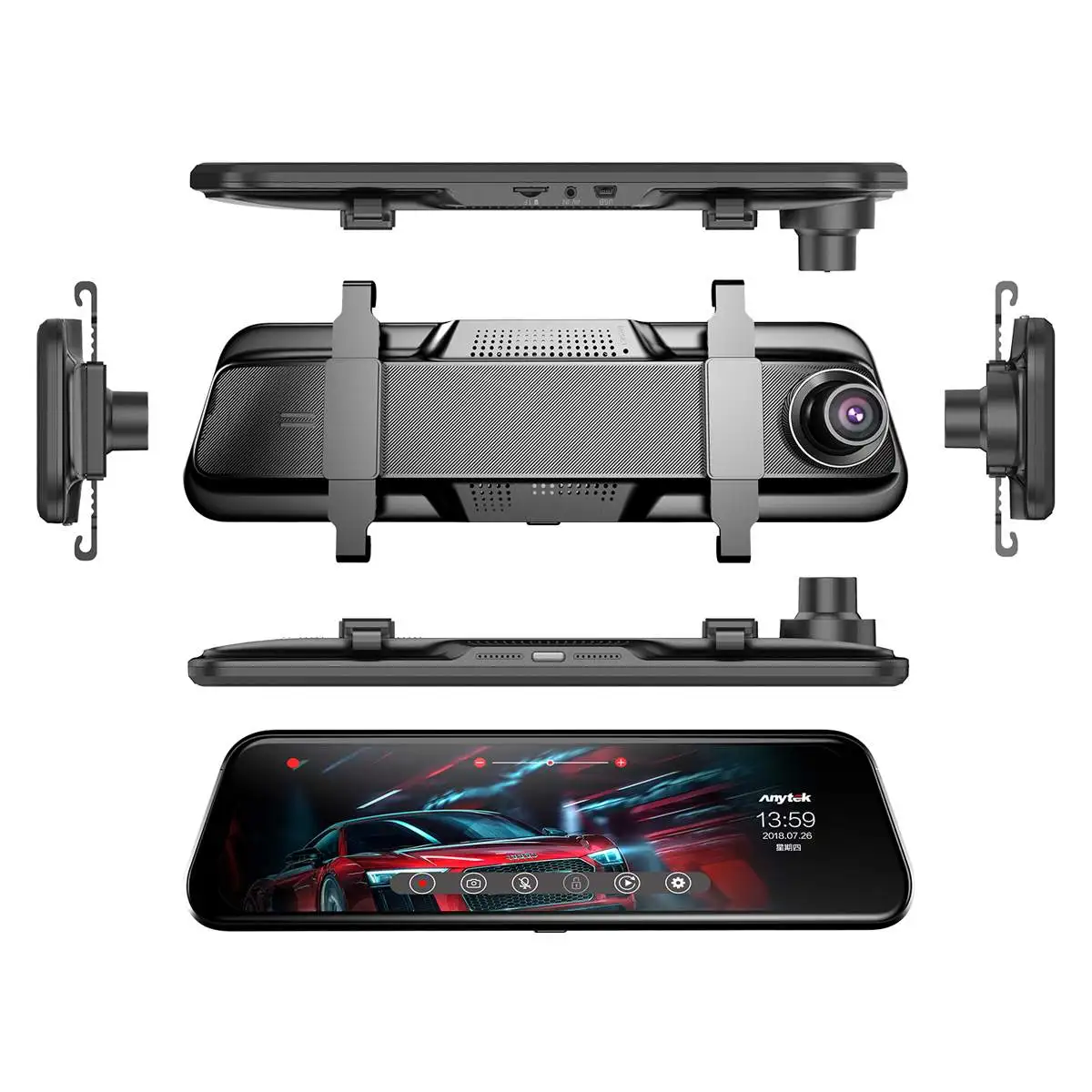 

9.66 Inch 2.5D Touch Screen Car DVR Rear View Mirror Dash cam Full HD Car Camera Front 1080PCamera Dual Lens Video Recorder