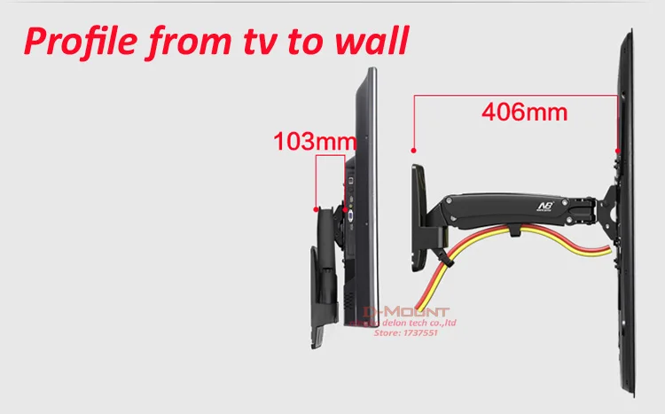 NB двойной длинные arm50-60 "14-23 кг воздуха давление газа весна F400 полный motion монитор Настенный кронштейн ЖК-Телевизор с плазменным экраном