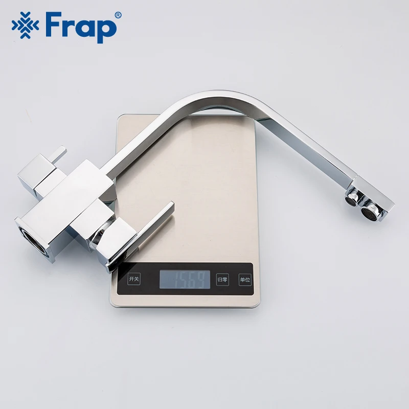 Frap Kitchen Faucets 360 Degree Rotation Black Square Water Filter Tap Water Faucet Solid Brass Kitchen Sink Water Mixer Y40102