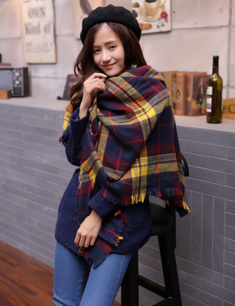 Scarf for Women plaid bufandas mujer 2016 black warm scarf women winter scarves shawls stoles Blanket Scarf Luxury Brand 21