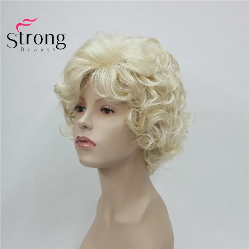 StrongBeauty короткий Мягкий Лохматый слоистый милый блонд кудрявый волнистый короткий синтетический Женский Повседневный Полный парик