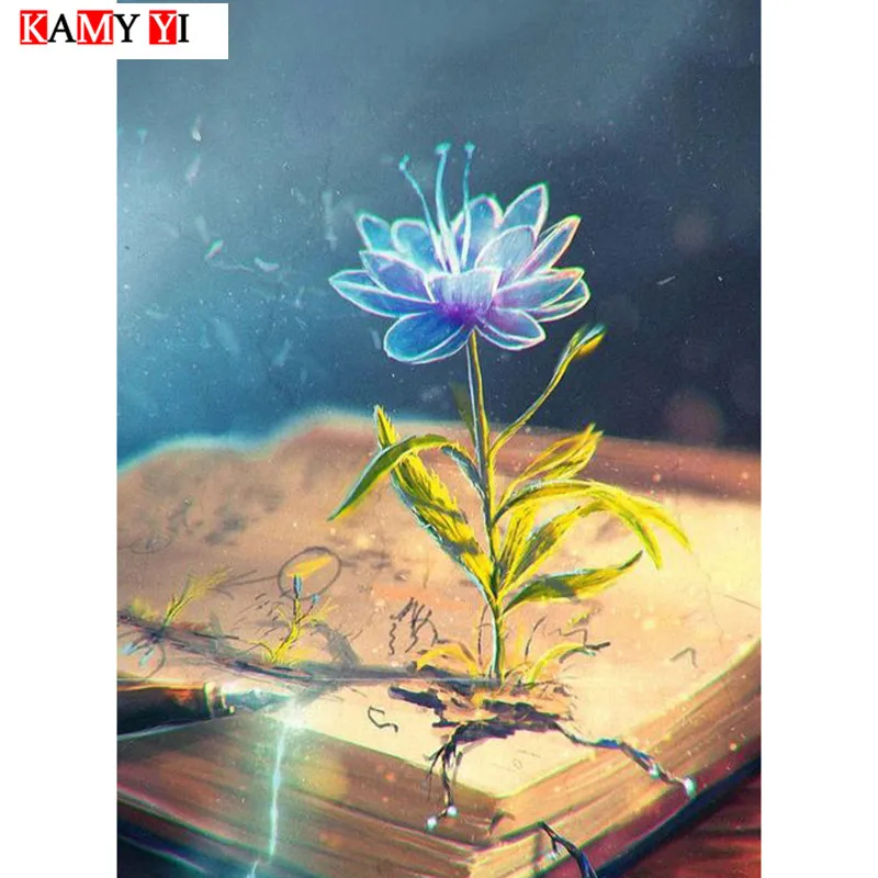 KAMY YI 5D DIY полностью квадратная/круглая Алмазная картина &quotцветок на книге&quot