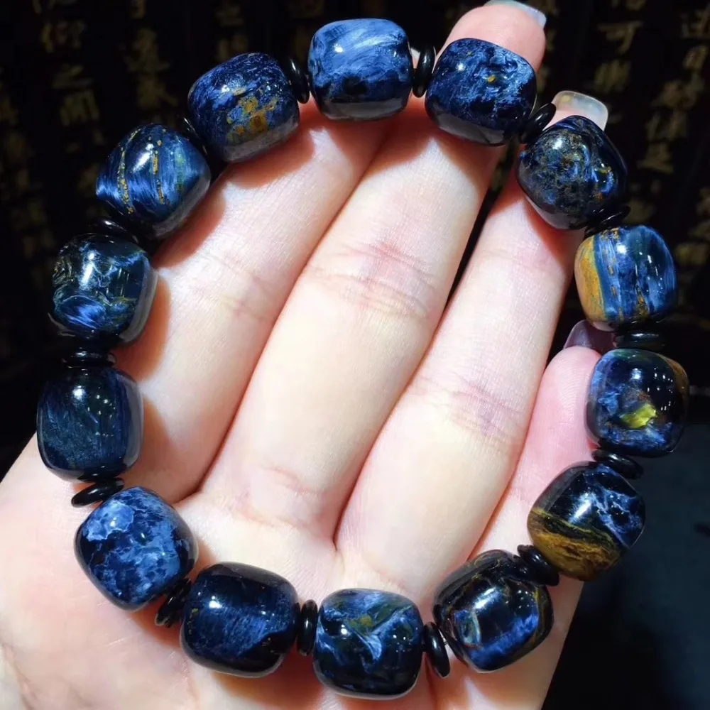 

Genuine Natural Blue Yellow Pietersite Gemstone Namibia Barrel Bead 13x11mm Woman Man Bracelets Man Women Drop Shipping AAAAA