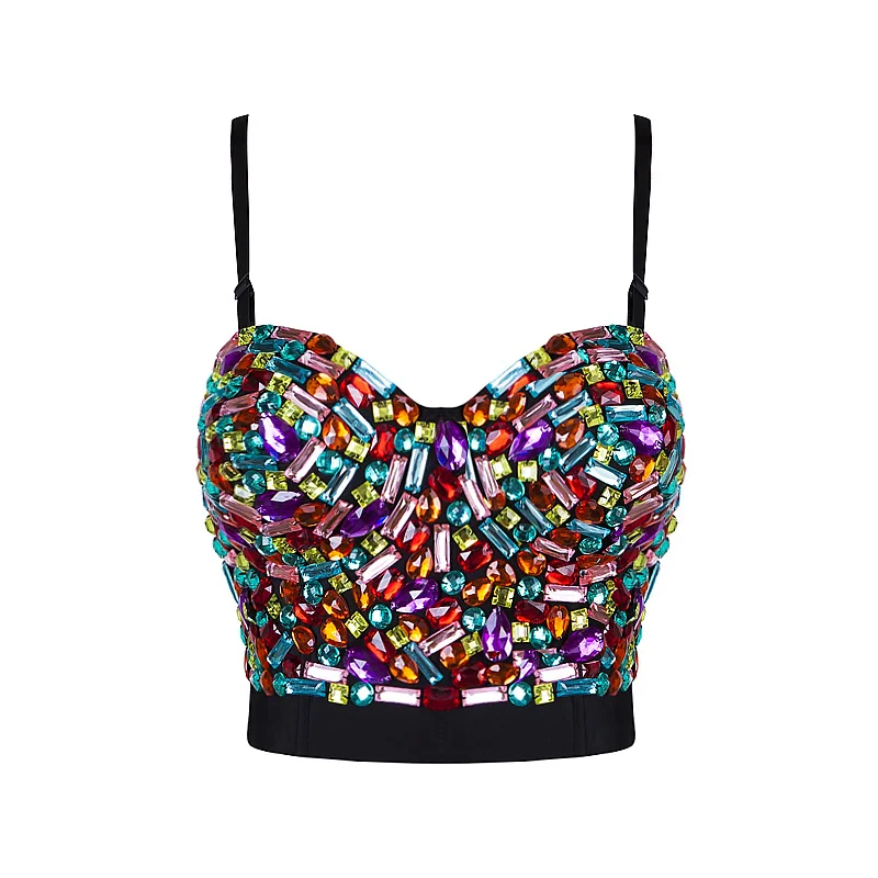 Bustier Crop Top 2017 Women Sexy diamond Vintage Padded Bustier Cropped