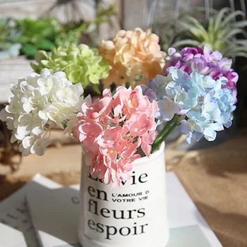 

artificial blue hydrangea silk flowers fabric bouquets for home wedding faux flowers decor table white fake flowers plastic stem