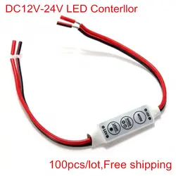 100 шт./лот DC12V 6A мини 3 Ключи led диммер 12 В контроллер для управления один цвет полоски 3528 5050 5730 7270 светло