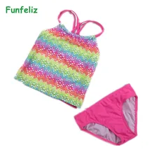 Купальные костюмы для девочек брендовый детский купальный костюм из двух предметов с милым принтом, Детские танкини купальник для девочки от 2 до 10 лет