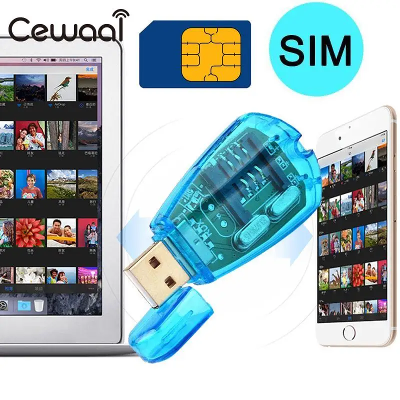 Cewaal USB смартфон контакты SMS SIM карта ридер писатель копия резервного копирования