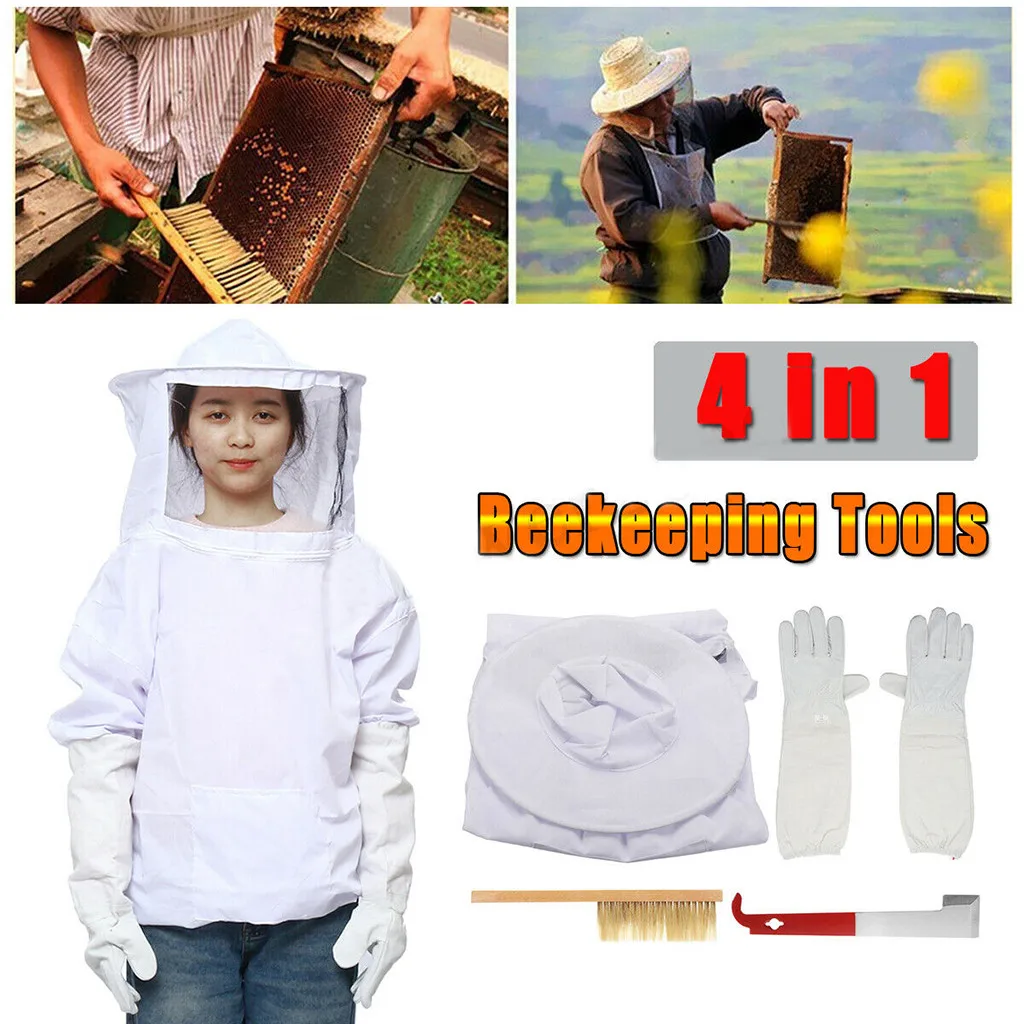 

Beekeeping Suit Beekeeper Equipment Tool Protective Veil Jacket Smock Coat Long Sleeve Gloves Bee Hive Brush J Hook Hive Supplie