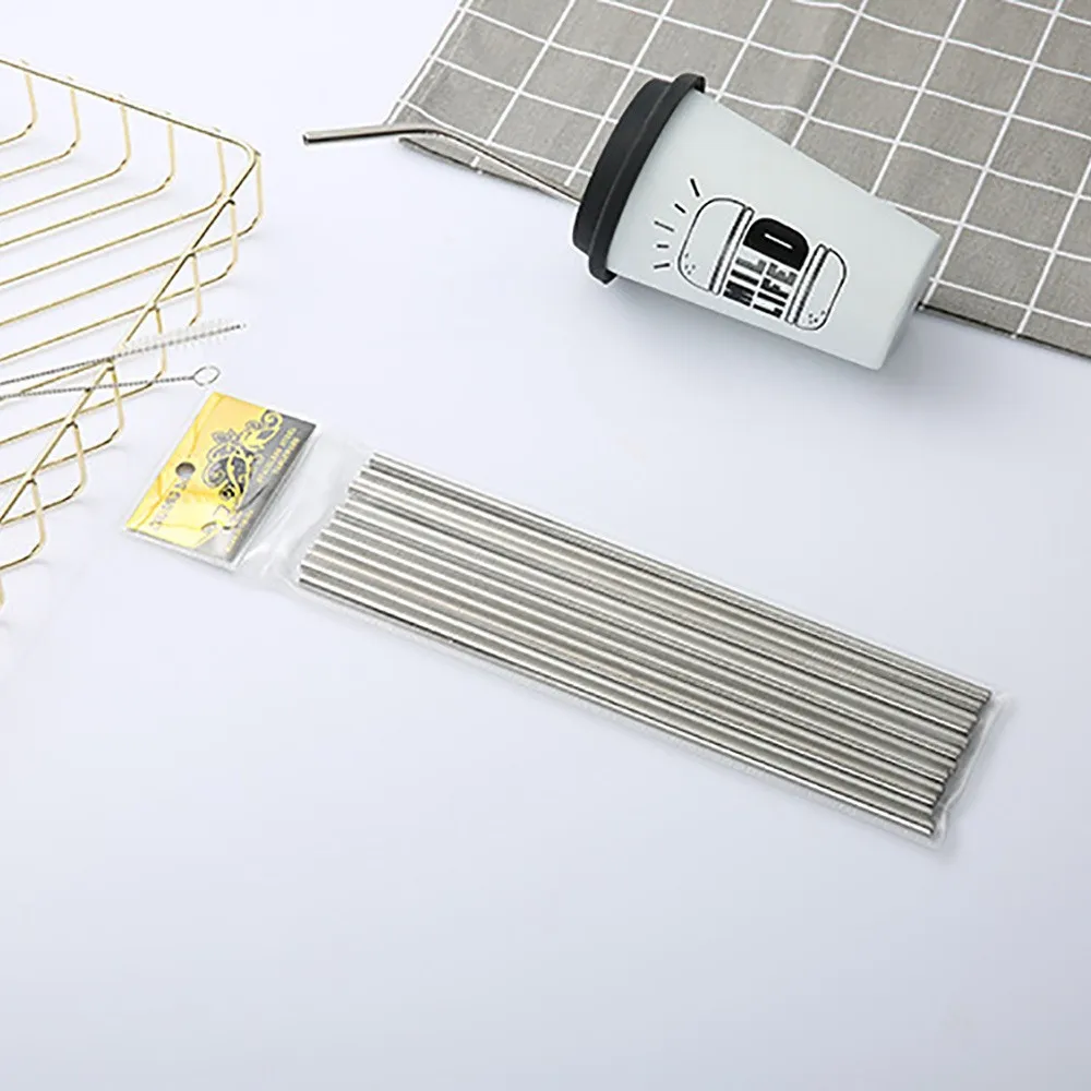 

Reusable Metal Straw 304 Stainless Steel Environmentally-friendly Straight Curved Milk Tea Drink Cleaning Brush Stick 7 Pack