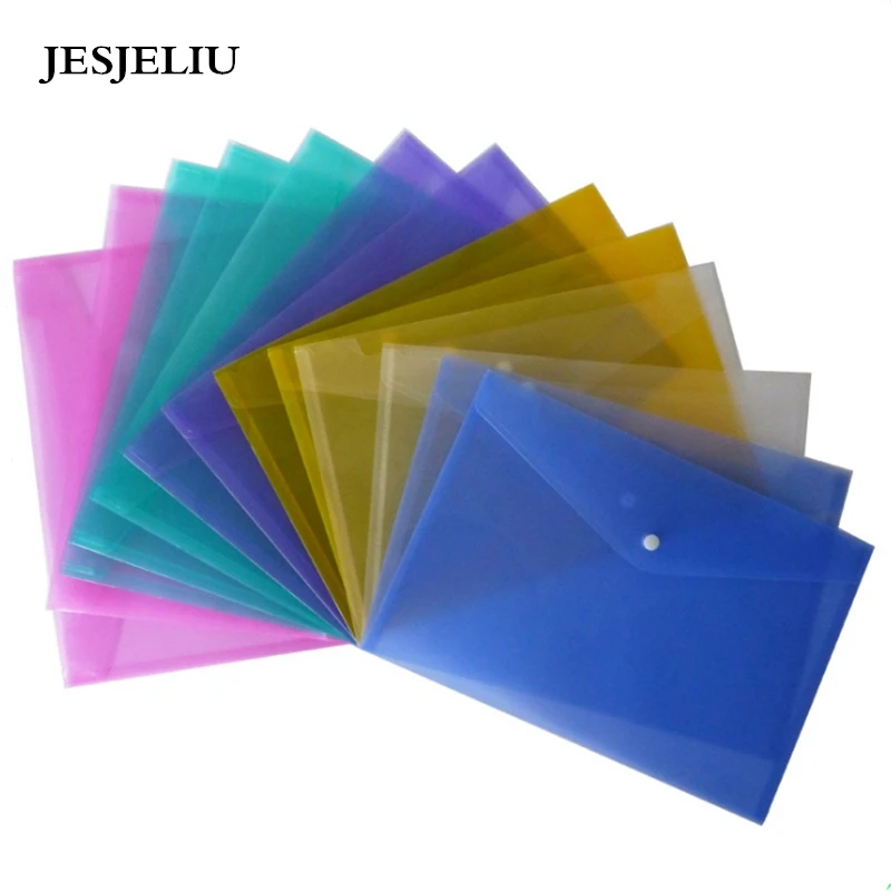 

1PC A4 Clear PP Document Bag File Folder School Office Supplies 6 Colors Transparent File Holder For Students Award Gifts