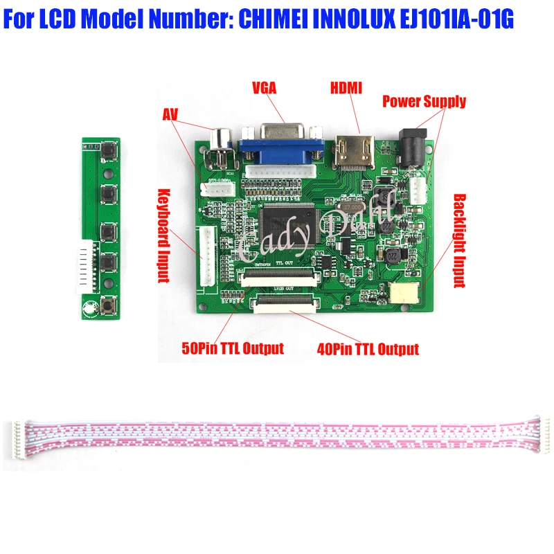 

High Brightness HDMI VGA 2AV 40 Pins PC Controller Board for Raspberry PI 3 EJ101IA-01G 1280x800 1ch 8 bit IPS LCD Display Panel