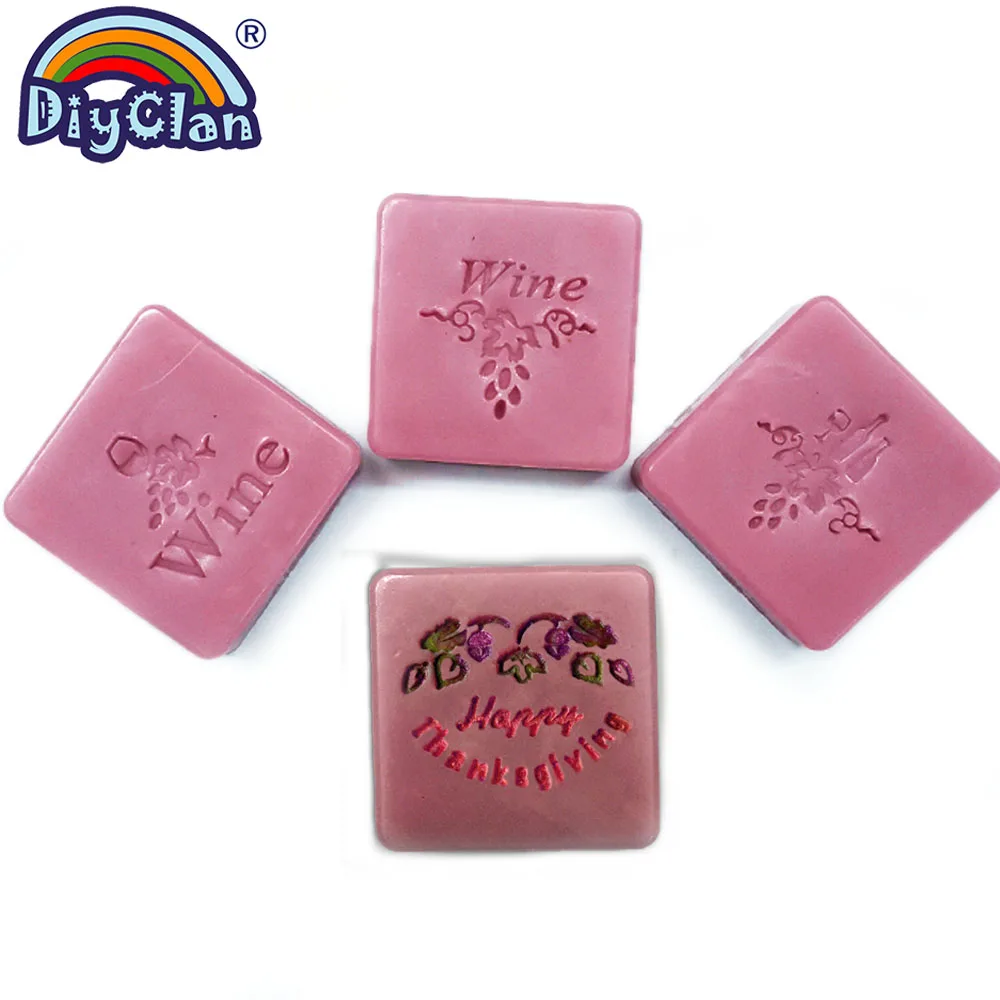 

4 Kinds Of Wine Soap Stamp Diy Grape Handmade Soap Transparent Stamp Natural Organic Glass Soap Chapter Acrylic Seal Custom