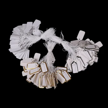 

100Piece/lot Label Tie String Price Display Tags Label Luggage Wedding Note DIY Blank Price Hang Tag Gold/Silver/White