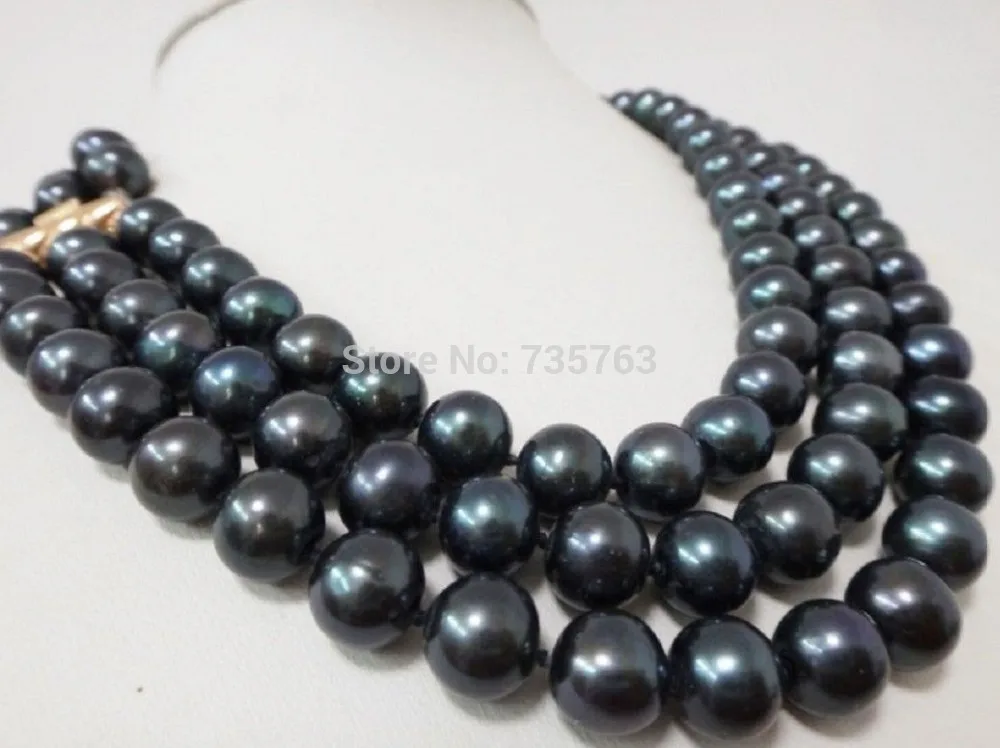 

xiuli 0014906 GENUINE 10-11MM NATURAL TAHITIAN BLACK PEARL NECKLACE 17"18"19" 14KGP