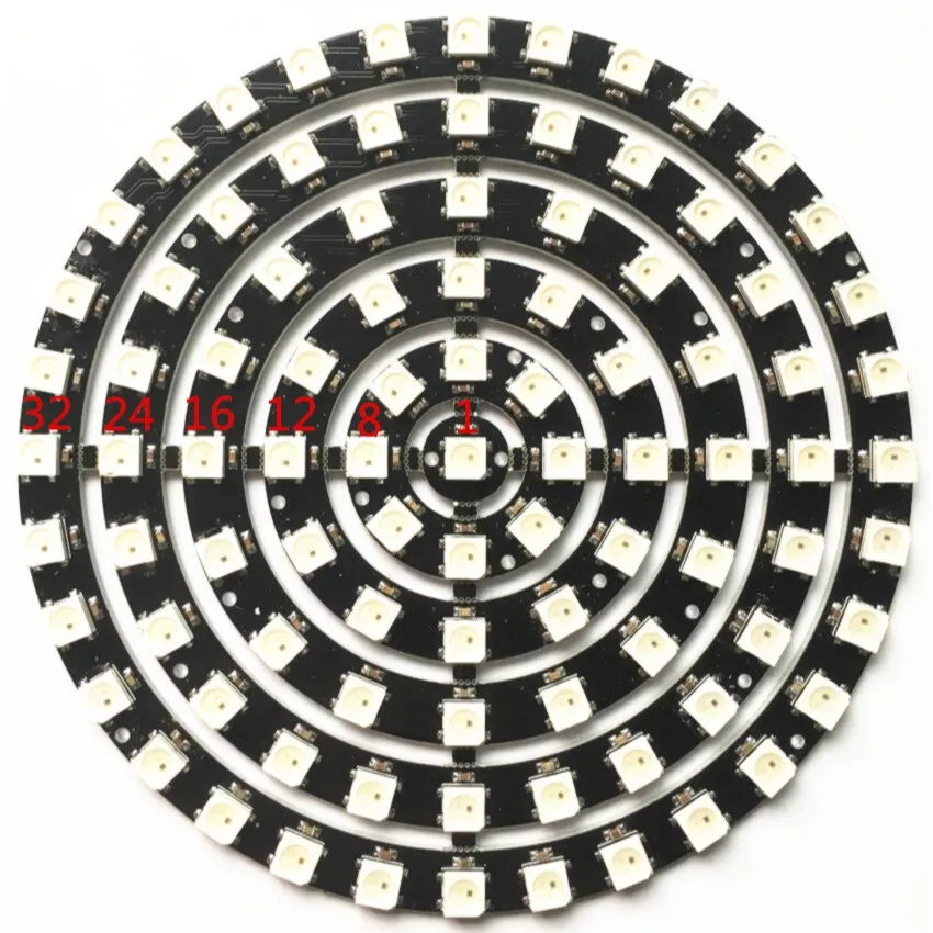 

WS2812B ring 1 8 12 16 24 32 93 Bits LEDs 5050 RGB addressable ring round LED pixel Lamp Light with Integrated Drivers DC 5V