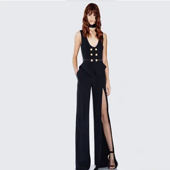 

sexy women spaghetti strap button strapless hollow out backless celebrity body con jumpsuits wholesale new style 2018 hot sale