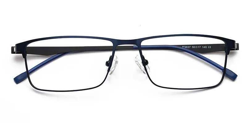 Металлические очки с полной оправой, мужские ультралегкие прямоугольные оправы для очков по рецепту, оптическая оправа для близорукости и чтения - Цвет оправы: 05 Blue