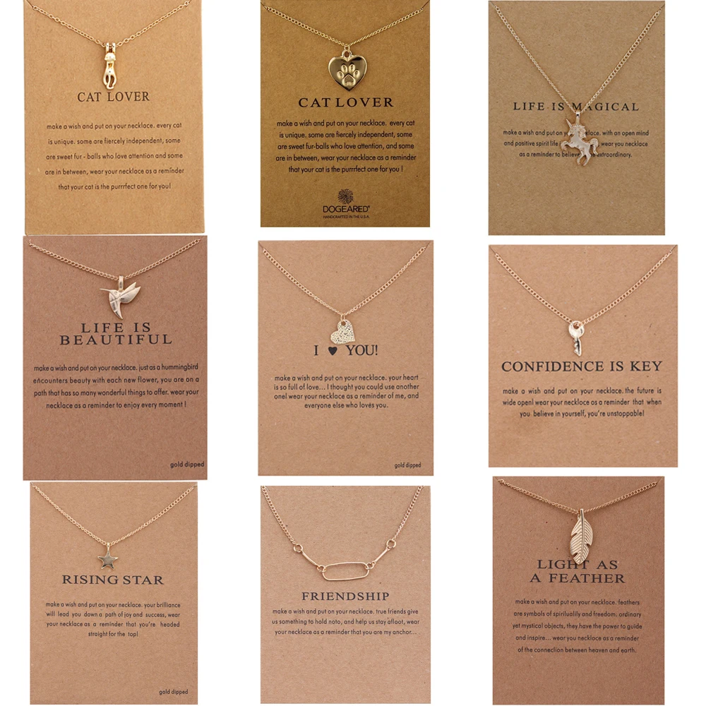

Dog Paw Bird Heart Bar Star Message Necklace For Women Girls Necklaces Card Female Statement Jewelry Girl Gift