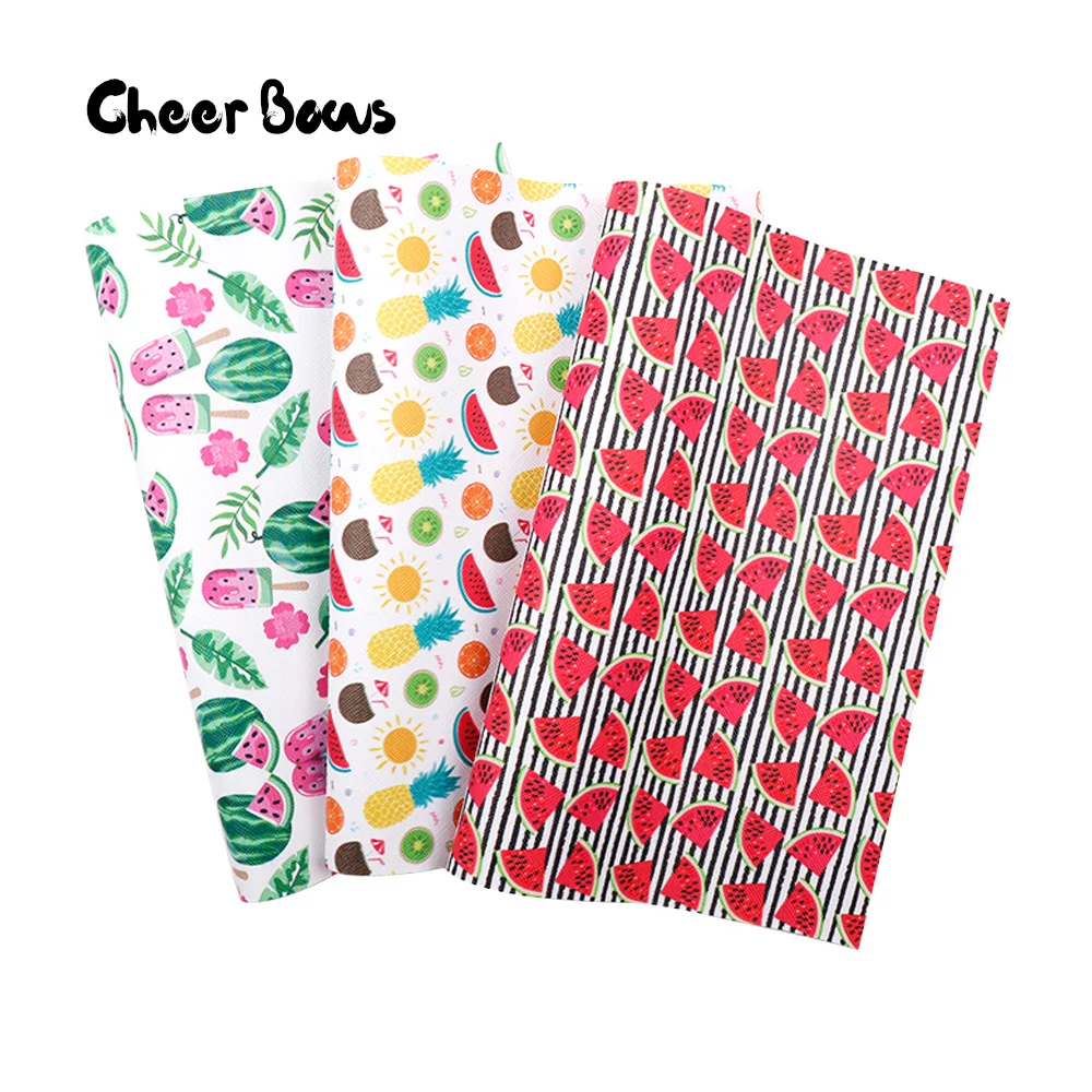 

Synthetic Leather Fabric Cactus Alpaca Printed Faux Leather Sheets For DIY Kids Hair Accessories Theme Party Decor Materials