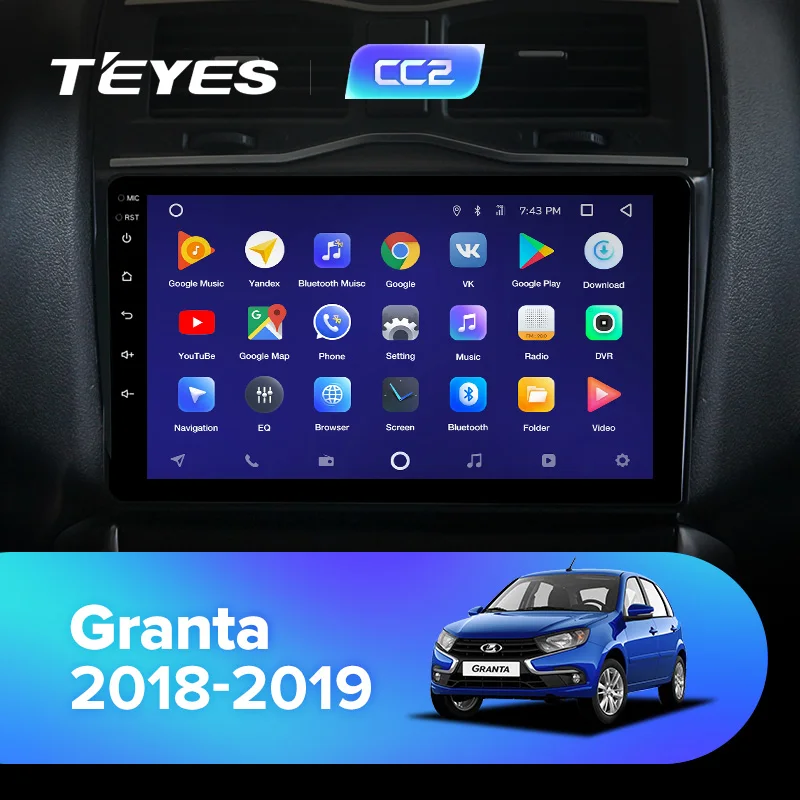 Top TEYES CC2 For LADA ВАЗ Granta Cross 2018 2019 Car Radio Multimedia Video Player Navigation GPS Android 8.1 2din 2 din DVD 2