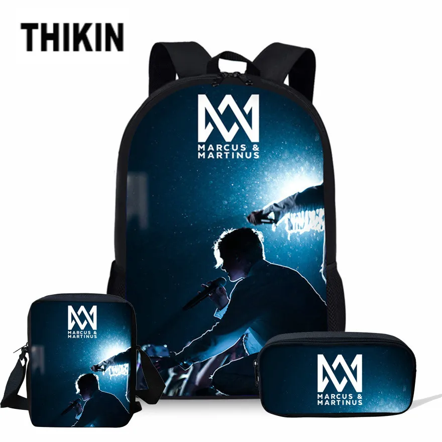 

THIKIN School Bags Kids Backpacks for Girls Boys Marcus and Martinus Printing 3PCS/SET Women Schoolbag Children Bookbag Mochila