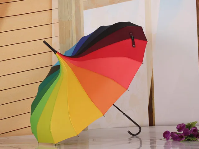 Радужный зонтик длинная рука дождь и Солнечный красочный пагода Зонты фотографии реквизит подарок Принцесса зонтик