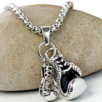 

10pcs Mini Boxing Glove Pendant Titanium Necklace Boxing Fahion Jewelry Stainless Steel Cool For Men Boys Gift 2017 New