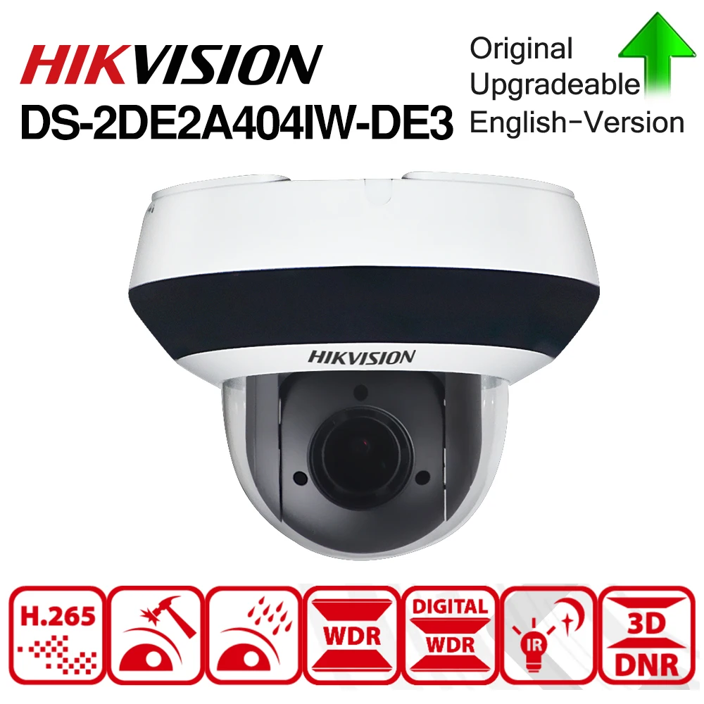

Hikvision Original PTZ IP Camera DS-2DE2A404IW-DE3 4MP 4X zoom Network POE H.265 IK10 ROI WDR DNR Dome CCTV Camera