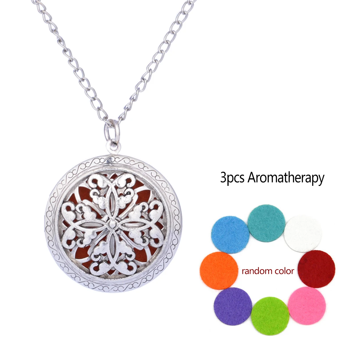 Aromatherapy Locket Necklace Hollow Round Pendant With Pads Oil Essential Diffuser Open Pendant Necklace Fashion Jewelry