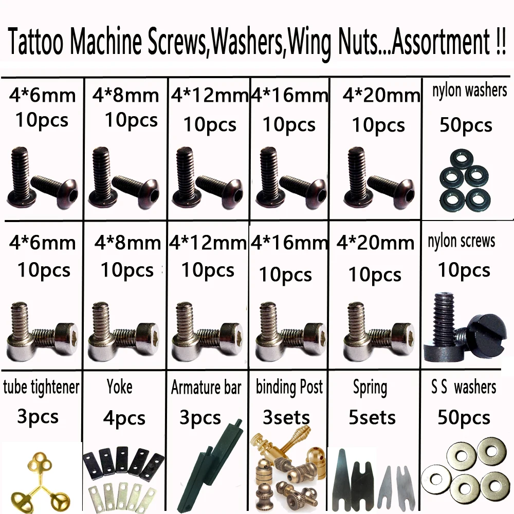 

Tattoo Machine Screws,Washers,Wing Nuts...Assortment !! Tattoo gun shader liner accessories tattoo machine parts supplies