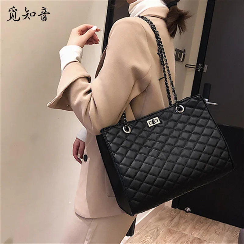 

Hot Sale Factory Outlet Lingge High-capacity Bags Women New 2019 Europe&america Fashion Diamond Chain Bags Fashion Joker Bags