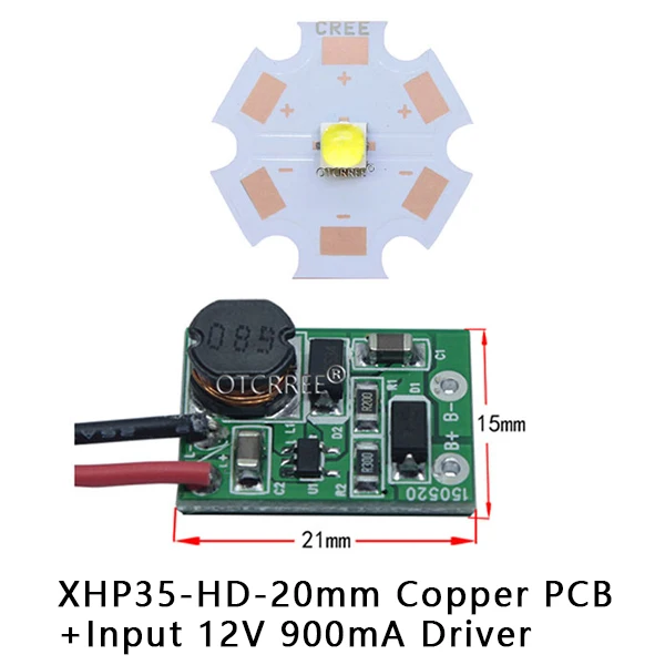 CREE 12 в 13 Вт XHP35 HD высокая мощность светодиодный излучатель диод бусины холодный белый нейтральный белый теплый белый+ вход 12 В 900mA драйвер для DIY - Испускаемый цвет: 20mm HD.12V-D