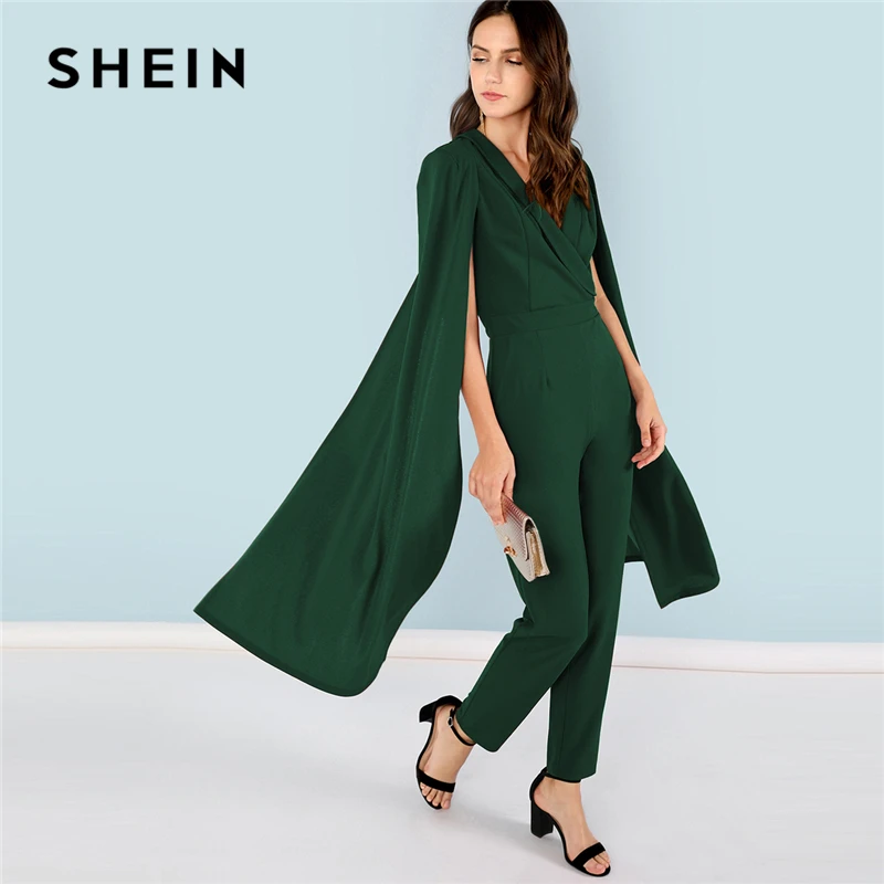 Buy SHEIN Green Highstreet Office Lady Cape Sleeve