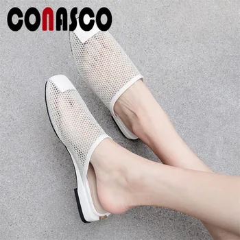 

CONASCO Spring Summer Brreathable Mesh Women Pumps Comfortable Low Heels Elegant Concise Basic Pumps Shoes Woman Mules Shoes