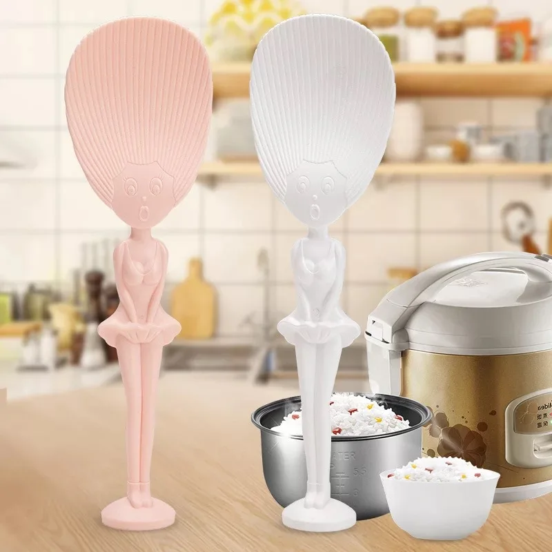 

Creative girls rice spoon non-sticky vertical stand soup plastic sauce ladle kitchenware Kitchen Gadgets Utensils