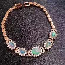 Отличающаяся хорошей устойчивостью натуральный 6*8 миллиметровый опал Браслеты s925 стерлингового серебра классический Звезда, хорошее ювелирное изделие, подарок для женщины естественный цветной драгоценный камень