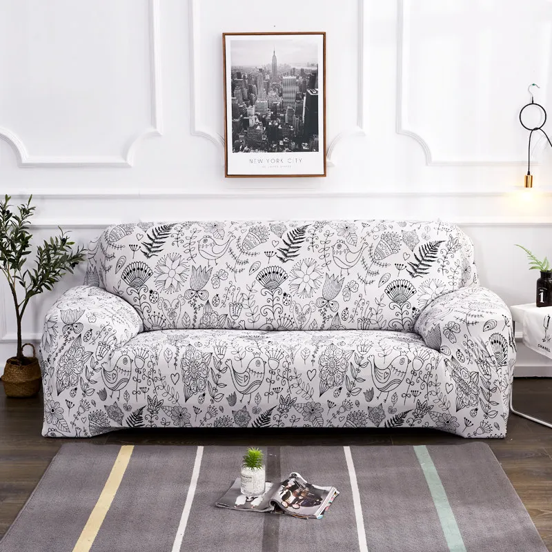 Спандекс секционные чехлы для диванов Большая гибкость эластичный чехол для дивана для гостиной Темный цветочный принт 3 сиденья cubre cover - Цвет: color 6