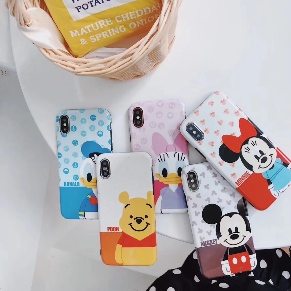 

maosenguoji lovely cartoon minnie mickey daisy donald pooh Mobile Phone Case for iphone6 6s 6plus 7plus 8 plus X 10 fashion case