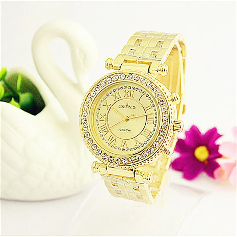 

Stylish Female Roman Number Dress Watch with Rhinestone Contena Luxury Ladies Wristwatches New Diamonds Women Hour montre Saat