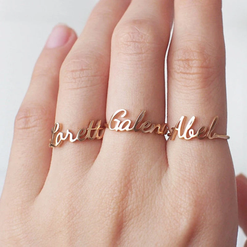 Personalized Ring Stacking Rings Rose Gold Ring Custom Name Ring Custom Hand Stamped Personalized Gift For Her Dainty Ring
