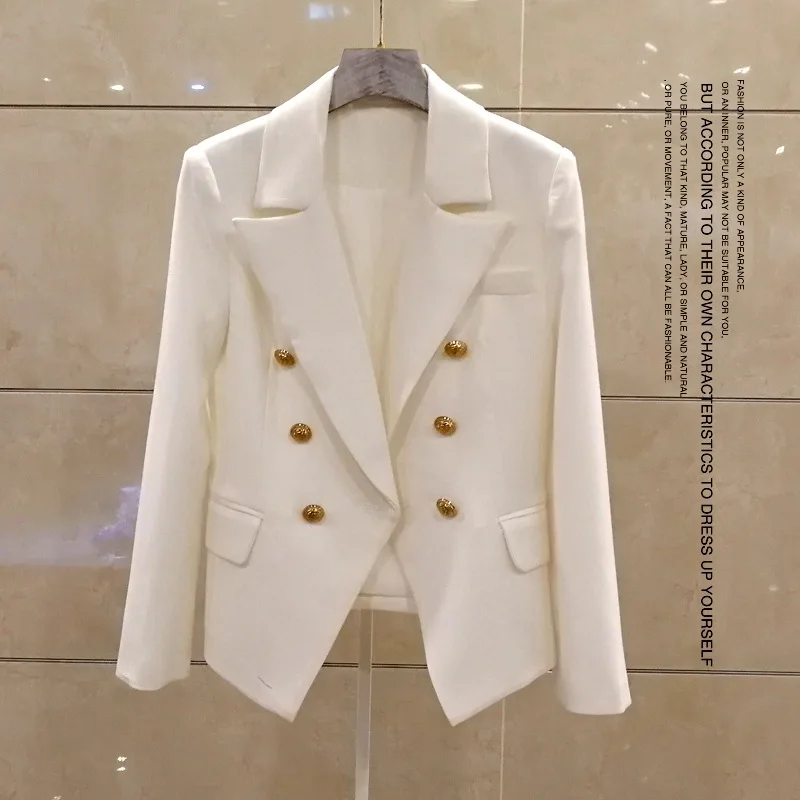 High Quality 2018 Autumn New White/black Blazer Ol Jacket Women's Gold