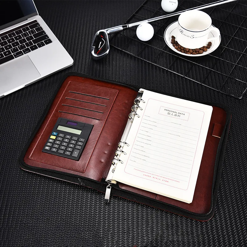 

Zipper Business Loopbook Multifunctional Notebook Gift Box With Computing Notebook Manager Clip