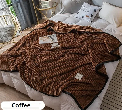 Мягкое Полосатое одеяло s для кроватей, Фланелевое Флисовое одеяло в клетку, кондиционер, покрывало, постельное белье, покрывало mantas para cama - Цвет: Coffee