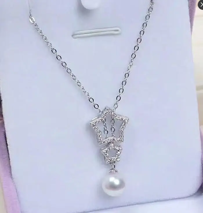 

11-12mm white FW pearls pendant 925 silver necklace
