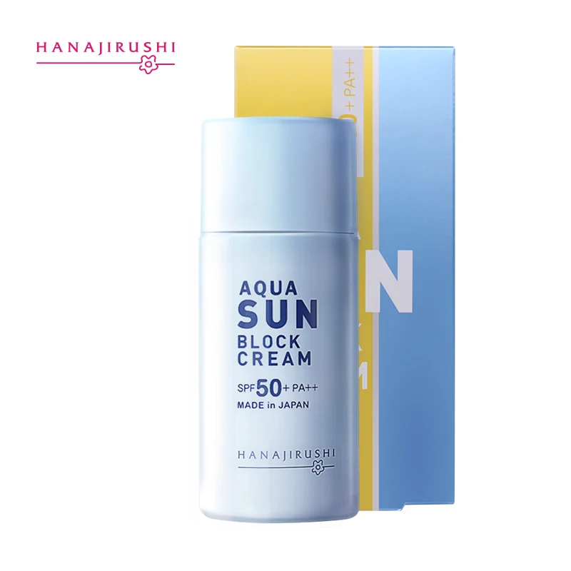 HANAJIRUSHI Sun Cream Aqua Sun Block Cream Sunblocking Cream Ultra-Light Sunscreen Water-Resistant Texture  SPF 50+ PA++Sunblock